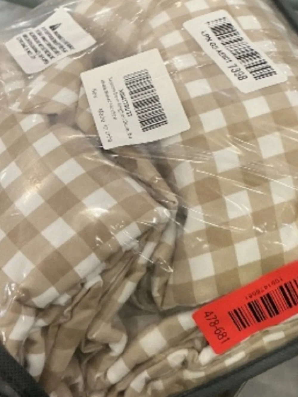 KING SIZE GINGHAM Duvet Set 3Pc 100% Brushed Microfiber- BROWN
